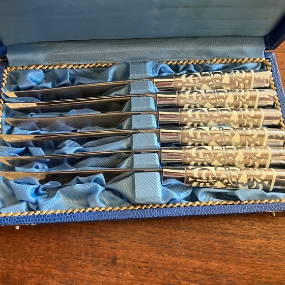 VINTAGE SOLINGEN GERMANY HAND FORGED STEAK KNIVES SET OF SIX - Picture 1 of 5